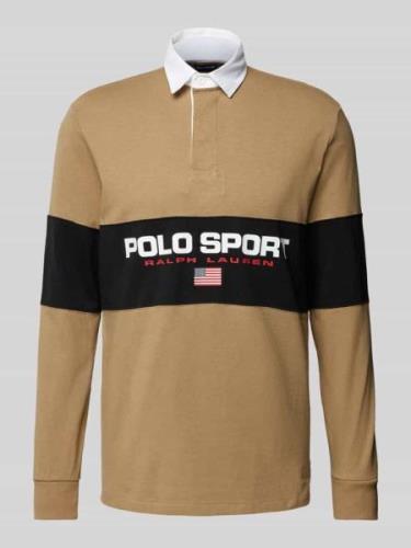 POLO SPORT Classic Fit Poloshirt mit Label-Print in Khaki, Größe L