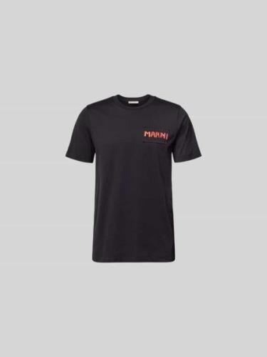 Marni T-Shirt mit Label-Patch in Black, Größe 46