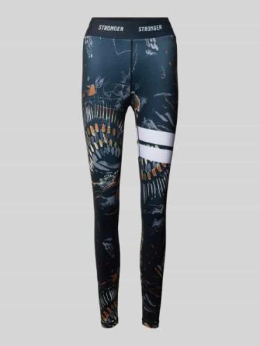 Stronger Sportleggings mit Motiv-Print in BLACK, Größe L