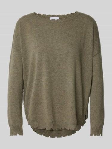 Kujten Strickpullover im Destroyed-Look Modell 'MELA' in Khaki Melange...