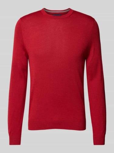 Christian Berg Men Strickpullover mit Rundhalsausschnitt in Rot Melang...