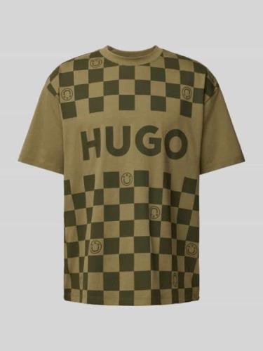 Hugo Blue T-Shirt mit Label-Print Modell 'Narliparo' in Oliv, Größe L