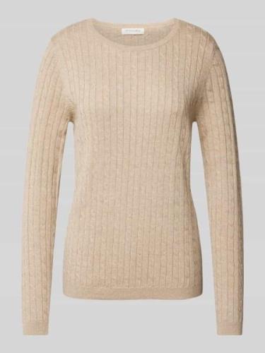 Christian Berg Woman Strickpullover mit Zopfmuster in Mud Melange, Grö...