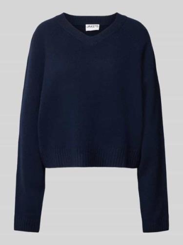 Jake*s Casual Pullover aus Woll-Kaschmir-Mischung mit abgerundetem V-A...