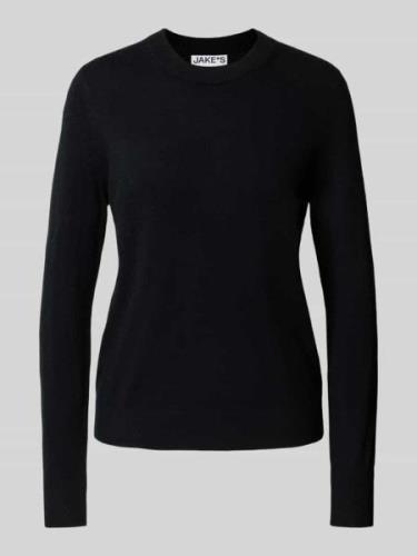 Jake*s Casual Kaschmirpullover mit gerippten Abschlüssen in Black, Grö...