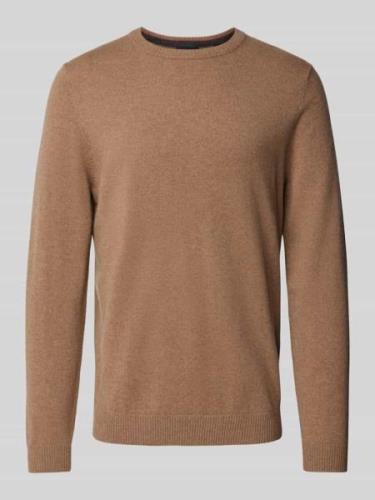 Christian Berg Men Strickpullover mit Rundhalsausschnitt in Camel Mela...