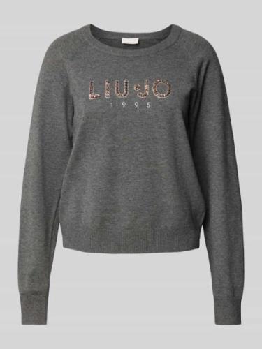 LIU JO SPORT Pullover mit Paillettenbesatz in Anthrazit Melange, Größe...