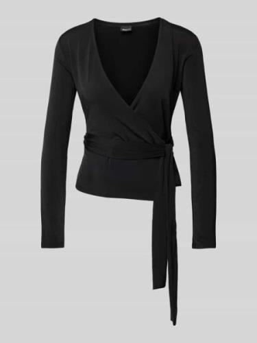 Gina Tricot Longsleeve in Wickel-Optik in Black, Größe M