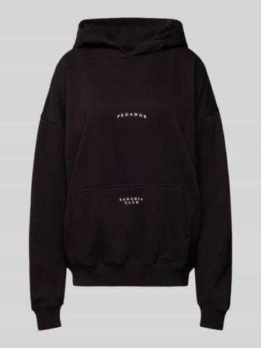 Pegador Oversized Hoodie mit Label-Print in Black, Größe M