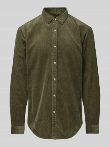 MCNEAL Tailored Fit Cordhemd mit Kentkragen in Khaki, Größe L