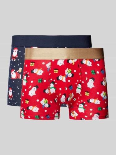 Christian Berg Men Trunks mit elastischem Bund im 2er-Pack in Rot, Grö...