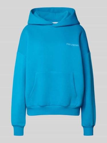 Review Hoodie mit Logo-Print in Aqua, Größe L