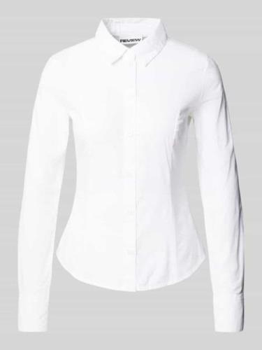 Review Slim Fit Bluse mit durchgehender Knopfleiste in Weiss, Größe M