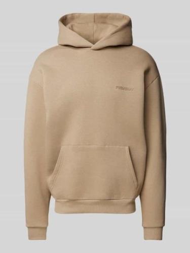 REVIEW Oversized Hoodie mit Label-Detail in Taupe, Größe L