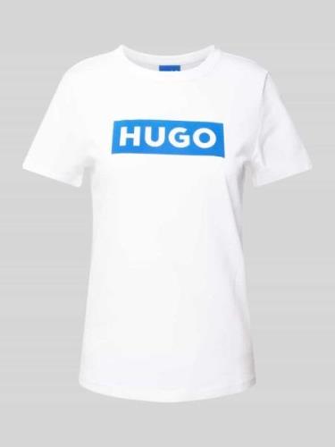 Hugo Blue T-Shirt mit Label-Print in Weiss, Größe L