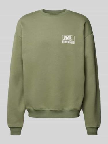 Multiply Apparel Oversized Sweatshirt mit Label-Print in Oliv, Größe L