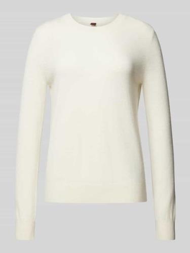 Stefanel Strickpullover mit Rundhalsausschnitt in Offwhite, Größe L