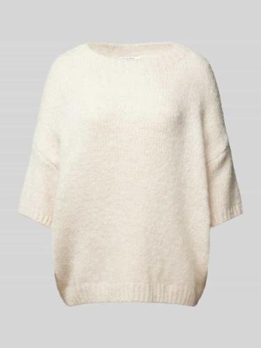 ZABAIONE Strickpullover mit gerippten Abschlüssen in Beige, Größe L/XL