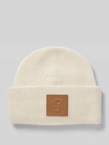 BOSS Beanie mit Label-Detail Modell 'Laru' in Offwhite, Größe 1