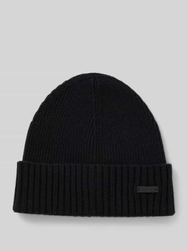 BOSS Beanie mit Label-Badge Modell 'Fati' in Black, Größe 1