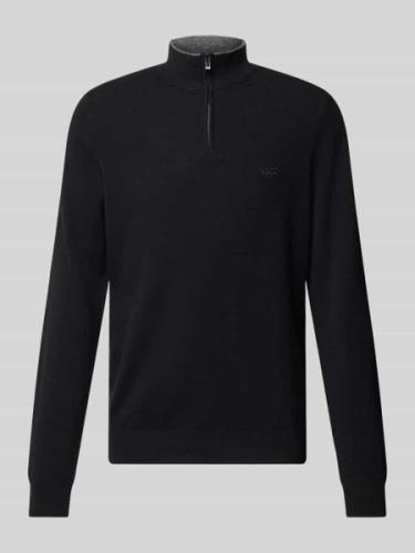 BOSS Strickpullover mit Stehkragen Modell 'Emarlo' in Black, Größe L