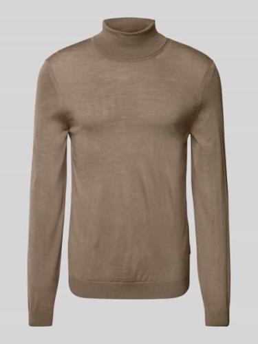 BOSS Rollkragenpullover aus Schurwolle Modell 'Musso' in Taupe, Größe ...