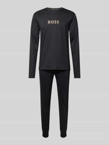 BOSS Pyjama mit Logo-Print in Black, Größe L