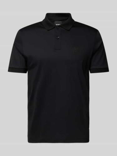 BOSS Slim Fit Poloshirt mit kurzer Knopfleiste in Black, Größe L