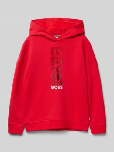 Boss Hoodie mit Kapuze in Rot, Größe 140