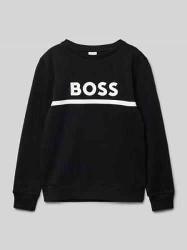 Boss Sweatshirt mit Label-Print in Black, Größe 140