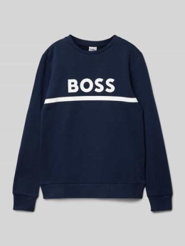 Boss Sweatshirt mit Label-Print in Marine, Größe 140