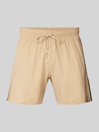 BOSS Badehose mit elastischem Bund Modell 'Iconic' in Camel, Größe L