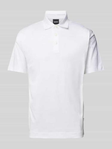 BOSS Slim Fit Poloshirt mit kurzer Knopfleiste in Weiss, Größe M