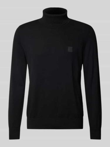 BOSS Orange Rollkragenpullover mit Label-Detail Modell 'Akiro' in Blac...