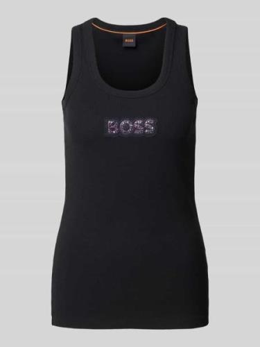 BOSS Orange Tanktop mit Label-Patch Modell 'EMATITE' in Black, Größe L