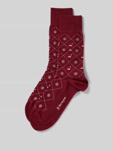 Burlington Socken mit Label-Detail Modell 'X-Mas Argyle' in Dunkelrot,...