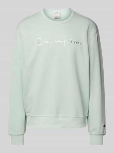 CHAMPION Sweatshirt mit Label-Stitching in Hellblau, Größe L