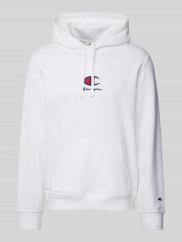 CHAMPION Hoodie mit Label-Stitching in Weiss, Größe L