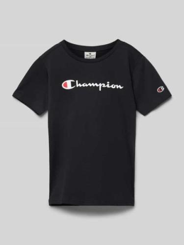 CHAMPION T-Shirt mit Label-Print in Black, Größe 128