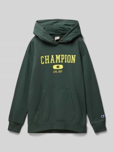 CHAMPION Hoodie mit Label-Print in Dunkelgruen, Größe 128