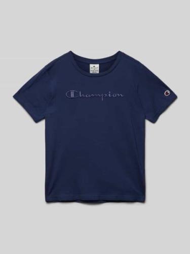 CHAMPION T-Shirt mit Runfdhalsausschnitt in Dunkelblau, Größe 128