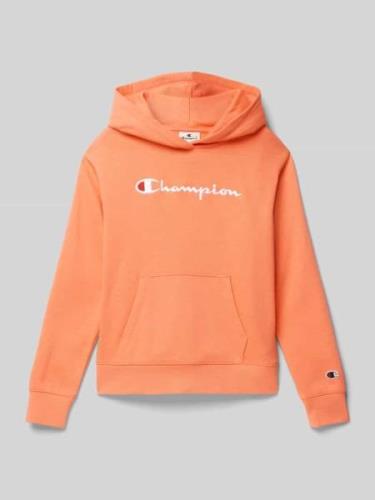 CHAMPION Hoodie mit Label-Stitching in Koralle, Größe 140