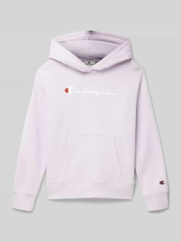 CHAMPION Hoodie mit Label-Stitching in Flieder, Größe 140