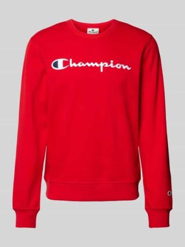 CHAMPION Sweatshirt mit Label- und Logo-Stitching in Rot, Größe L