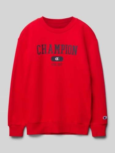 CHAMPION Sweatshirt mit Label-Print in Rot, Größe 128