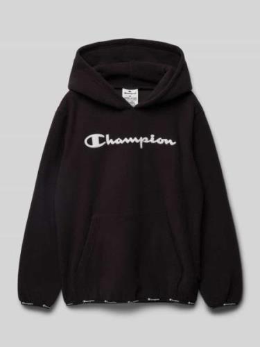 CHAMPION Hoodie mit Label-Stitching in Black, Größe 128