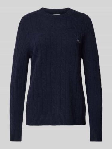 Gant Strickpullover mit Zopfmuster in Dunkelblau, Größe L