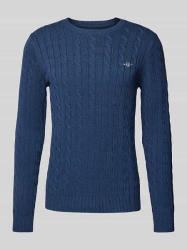 Gant Strickpullover mit Rundhalsausschnitt in Jeansblau Melange, Größe...