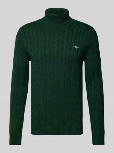 Gant Rollkragenpullover mit Label-Stitching in Dunkelgruen, Größe XXL