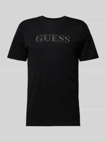 Guess T-Shirt mit Label-Stitching in Black, Größe L